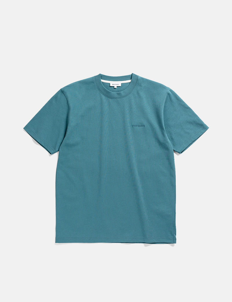 Norse ProjectsヘビーロゴTシャツ-シーブルー
