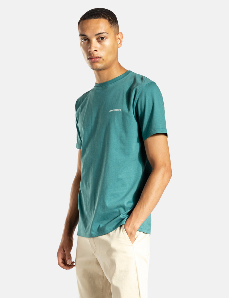 Norse Projects Niels StandardLogoTシャツ-シーブルー