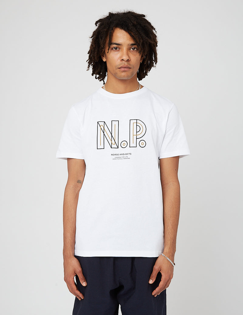 Norse Projects Niels Teknisk 로고 티셔츠 - 화이트