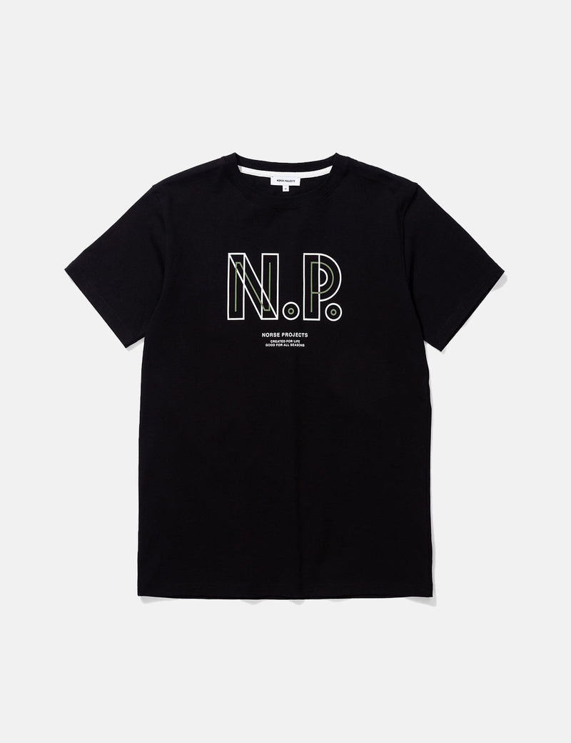 Norse Projects NielsTekniskロゴTシャツ-ブラック
