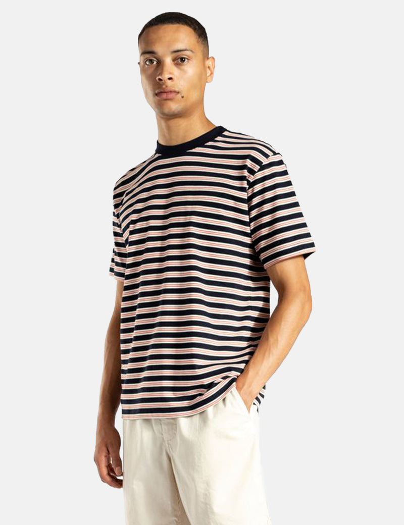 T-Shirt Johannes Nautical Stripe de Norse Projects - Bleu Marine Foncé