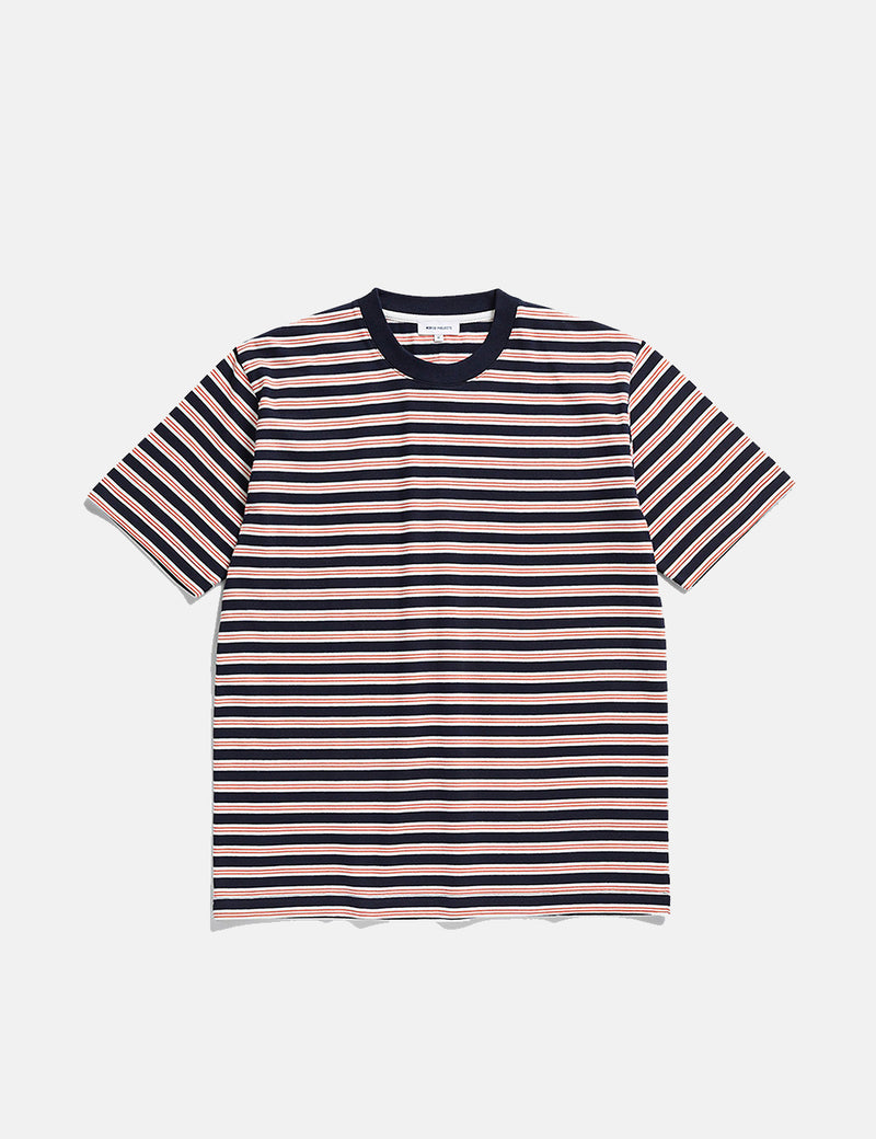 T-Shirt Johannes Nautical Stripe de Norse Projects - Bleu Marine Foncé