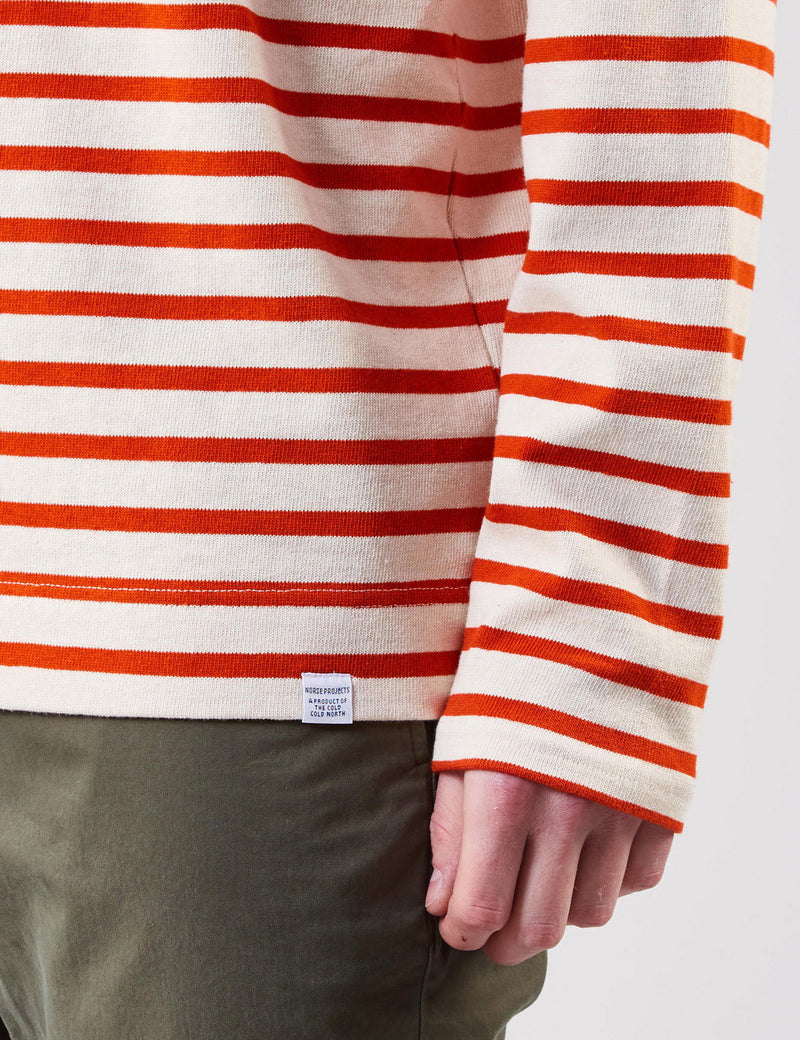 Norse Projects Godtfred Breton Top - Ecru/Orange