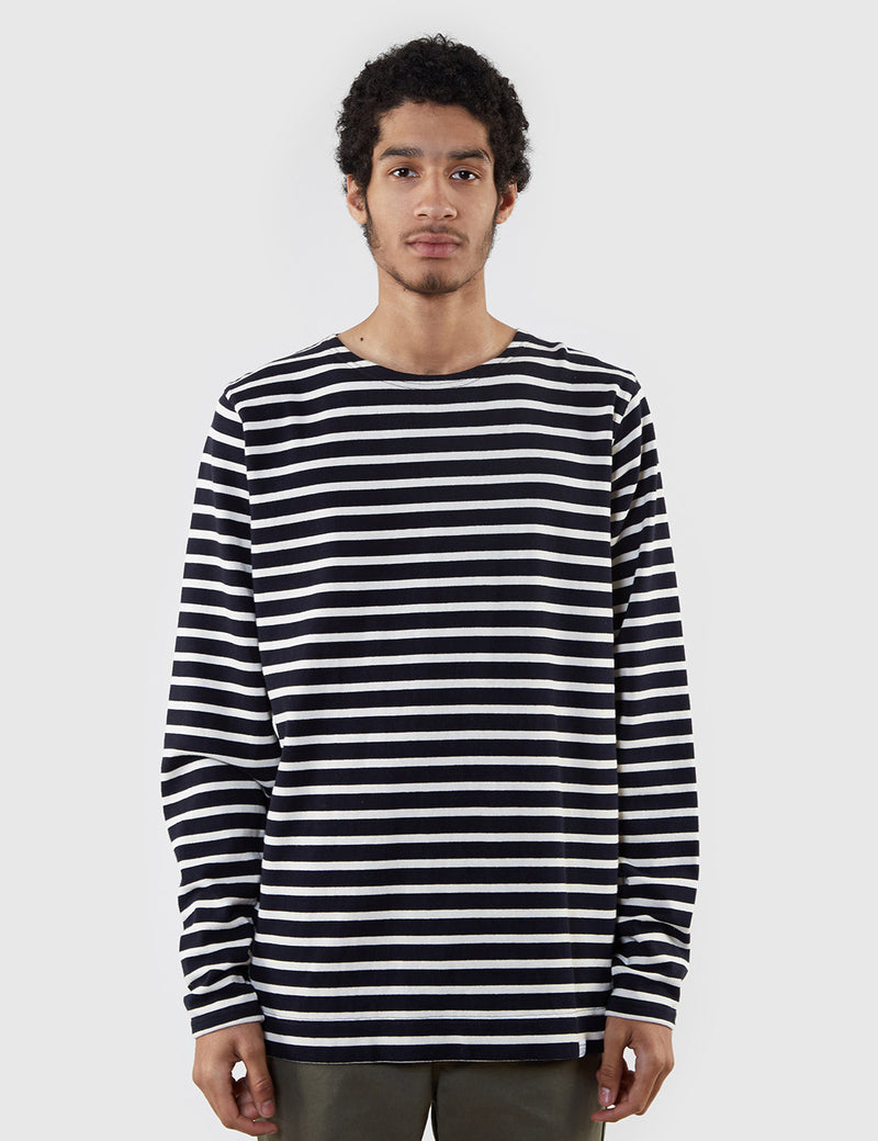 Norse Projects Godtfred Breton Top - Navy/Ecru