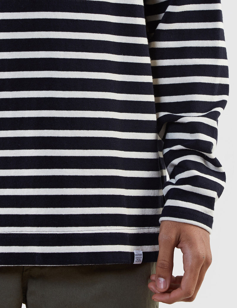 Norse Projects Godtfred Breton Top - Navy/Ecru