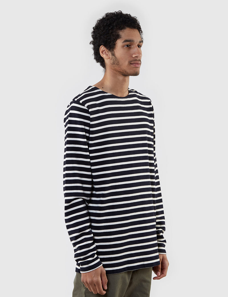 Norse Projects Godtfred Breton Top - Navy/Ecru