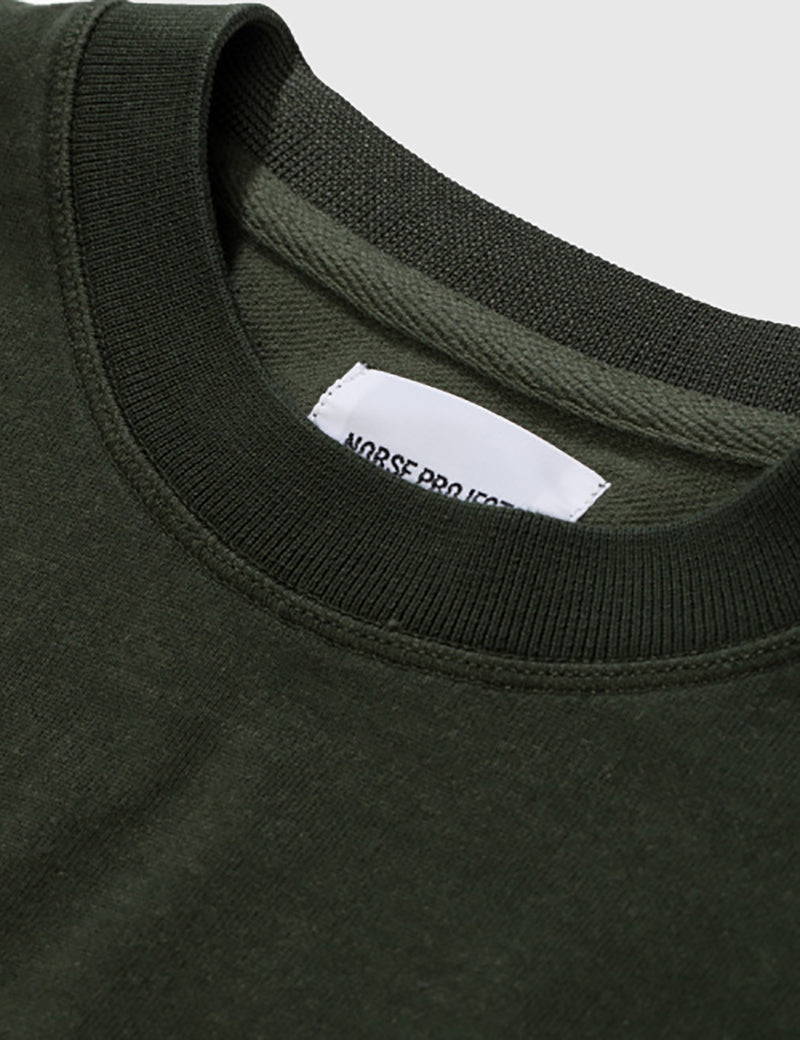 Norse Projects Vagn Mercerised Sweatshirt - Forest Green