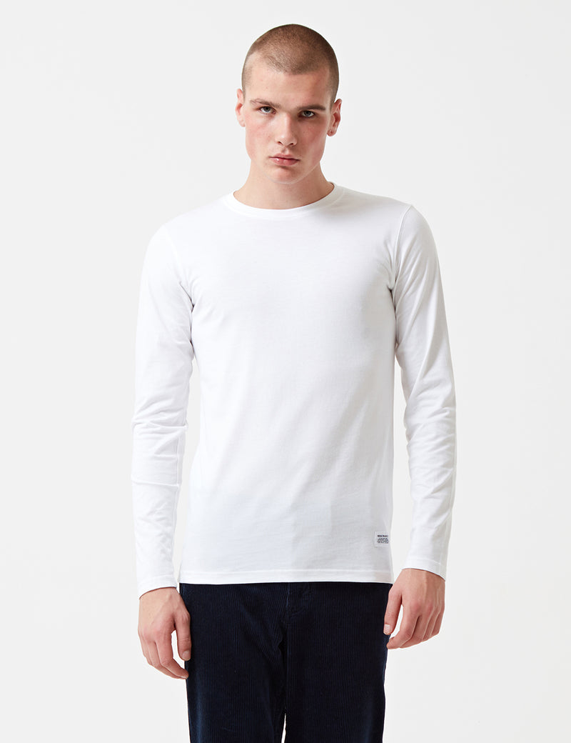 Norse Projects Niels Basic Langarm-T-Shirt - Weiß