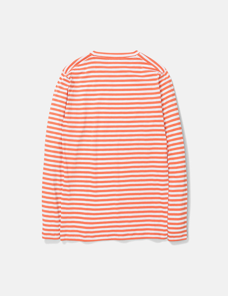 Norse Projects James Logo Stripe Long Sleeve T-Shirt - Burned red