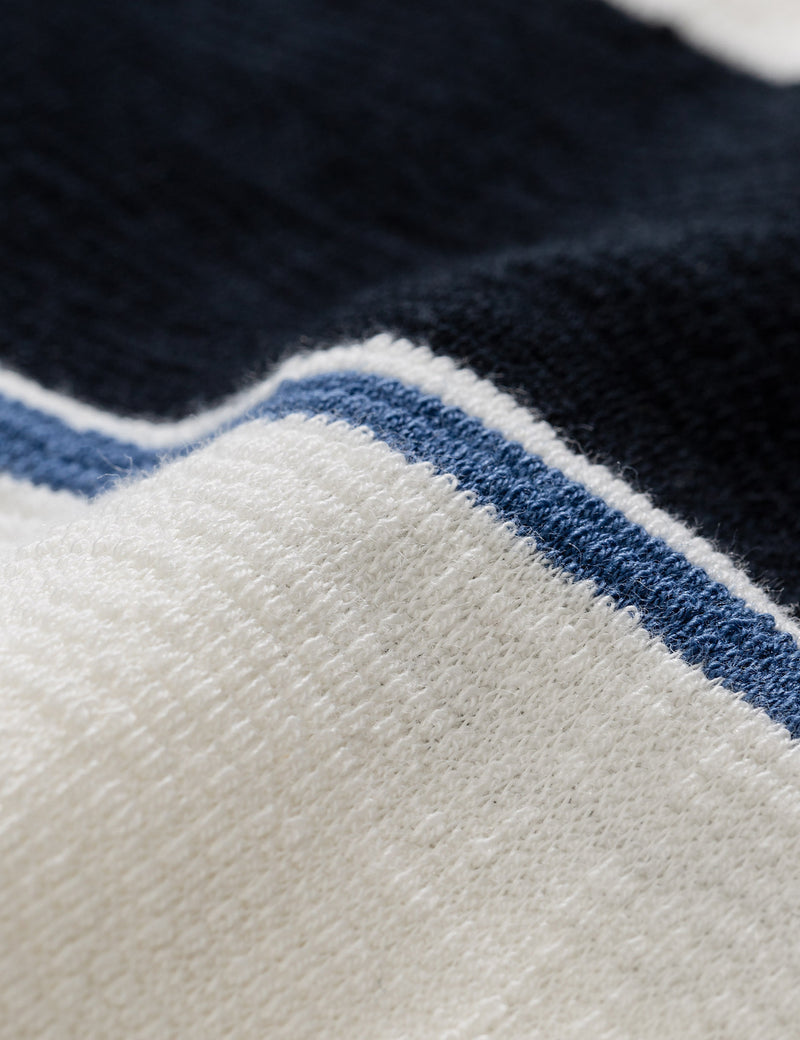 Norse Projects Johannes TexturedStripe長袖Tシャツ-ダークネイビーブルー