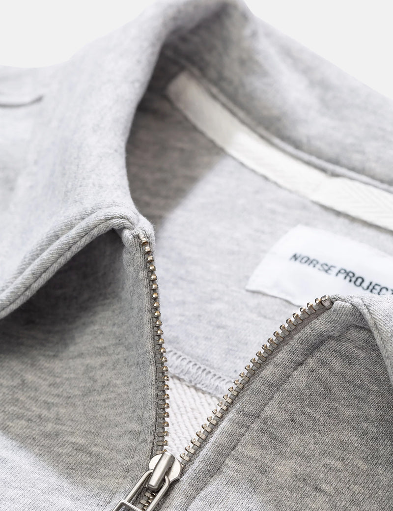 Norse Projects Jorn Half Zip Sweatshirt - Light Grey Melange