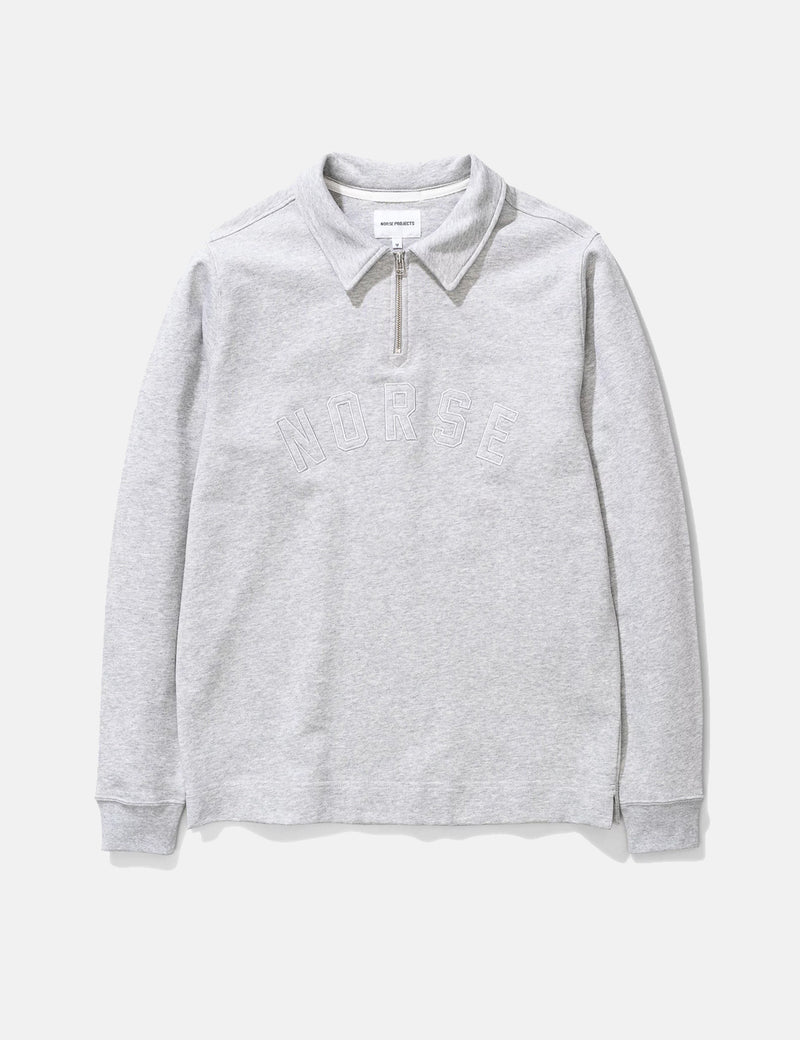 Norse Projects Jorn HalfZipスウェットシャツ-ライトグレーメランジ