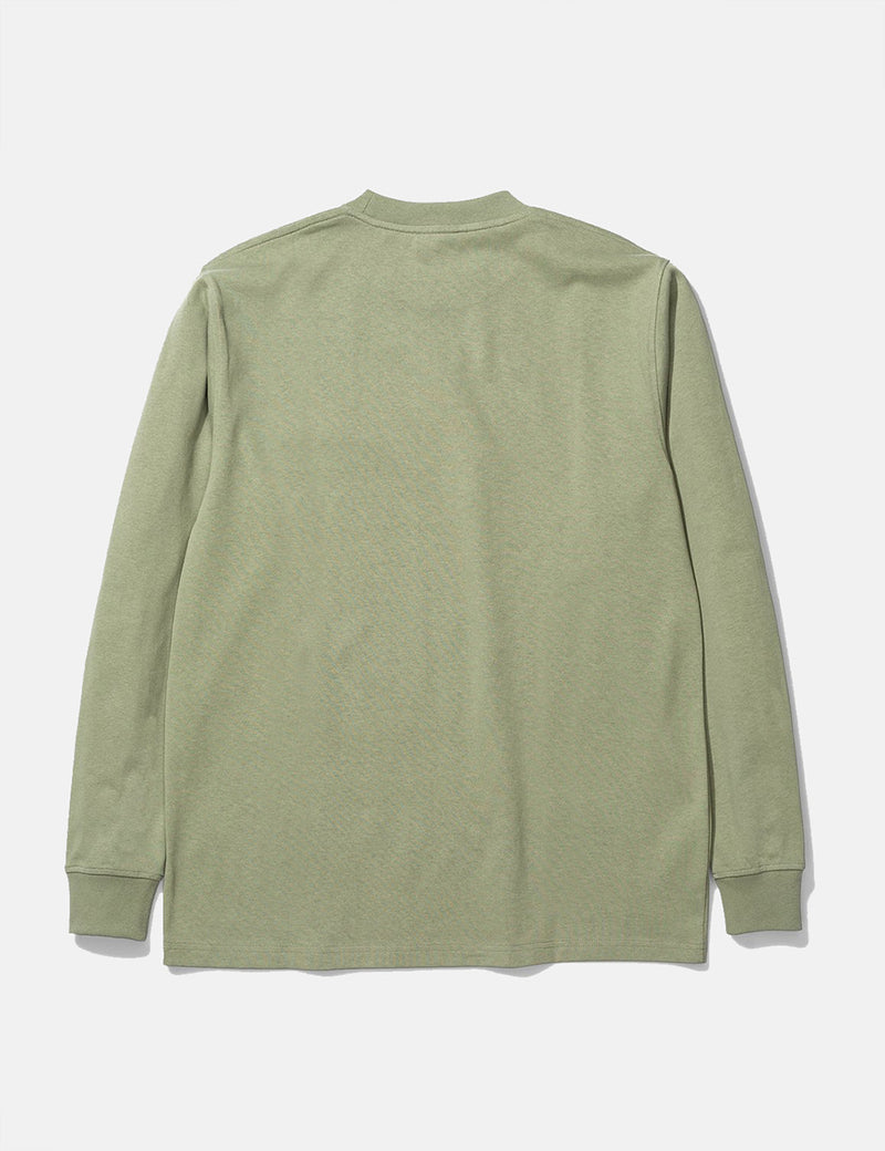 Norse Projects Johannes Heavy Logo Langarm-T-Shirt - Lindengrün