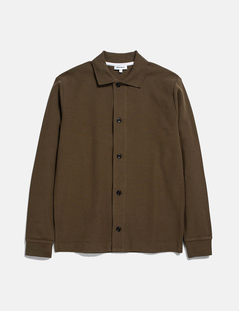Norse Projects Jorn Textured Overshirt - Dark Olive Green