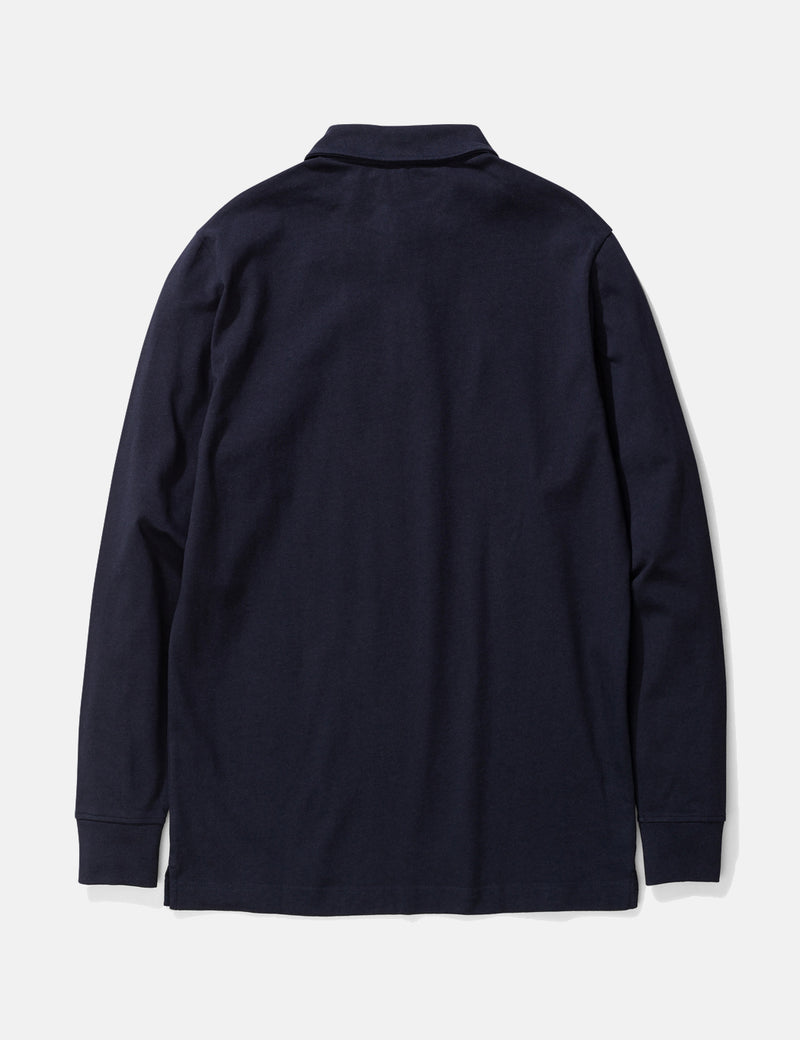 Norse Projects Ruben Long Sleeve Polo T-Shirt - Dark Navy Blue