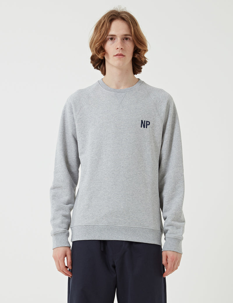 Norse Projects Ketel Crew Embroidery Logo Sweat - Light Grey Melange