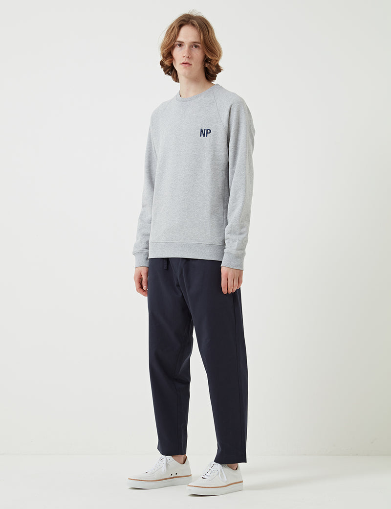 Norse Projects Ketel Crew Embroidery Logo Sweat - Light Grey Melange