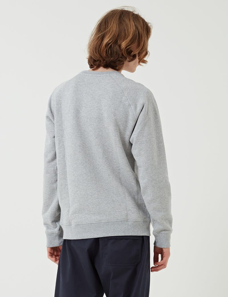 Norse Projects Ketel Crew Embroidery Logo Sweat - Light Grey Melange