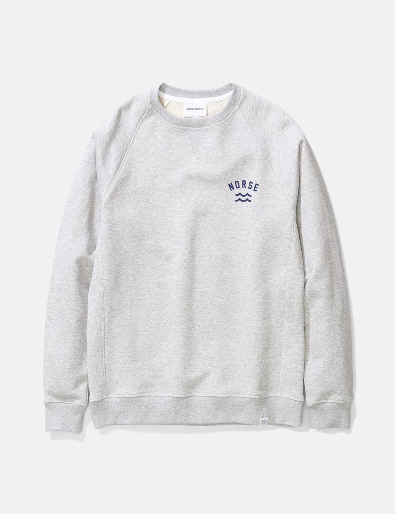 Norse Projects Ketel Ivy Wave Logo Sweatshirt - Light Grey Melange
