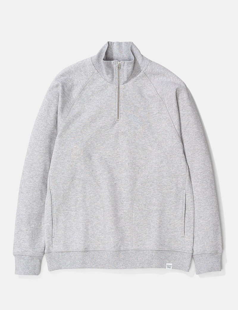Norse Projects Alfred Light Sweatshirt (1/4 Zip) - Light Grey Melange