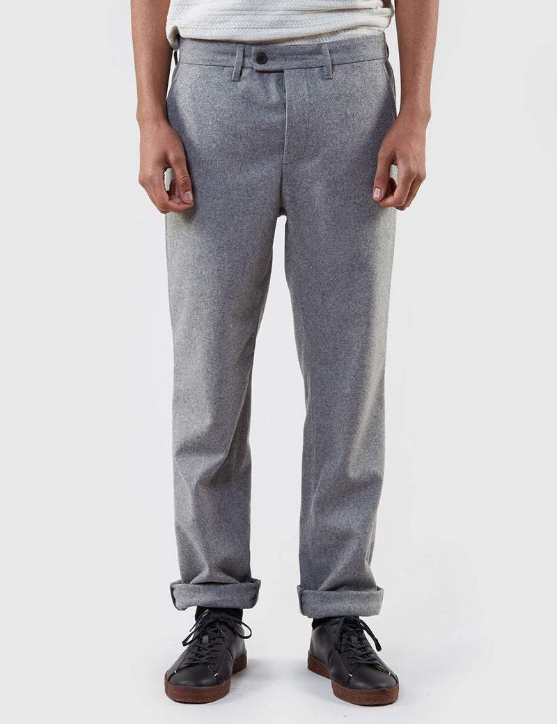 Norse Projects Thomas Light Wool Trousers (Slim) - Light Grey Melange