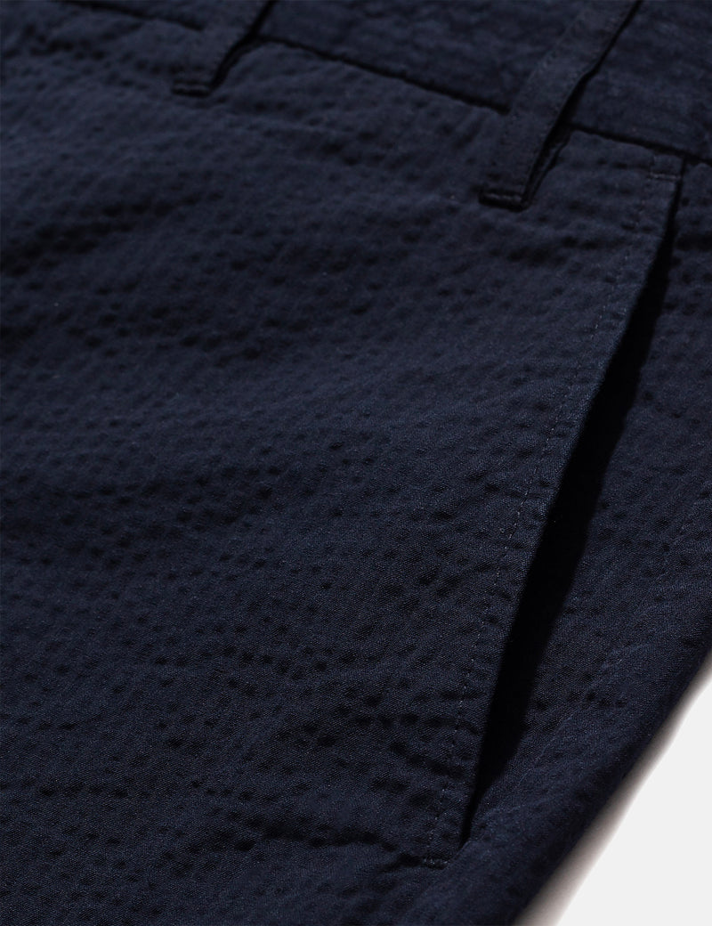 Norse Projects Aros Seersucker Shorts - Dark Navy Blue