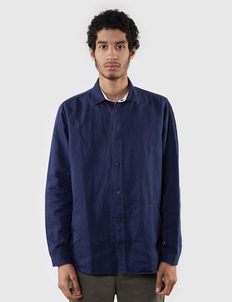 Norse Projects Jens Cotton Linen Over Shirt - Navy Blue
