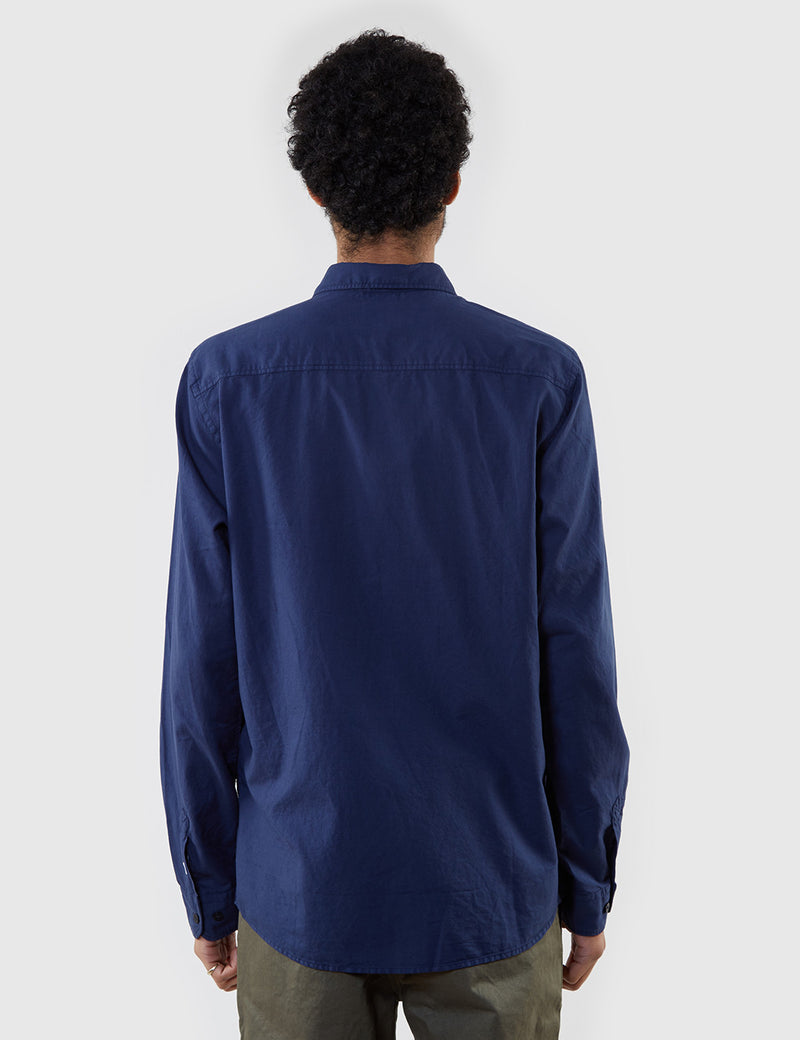Norse Projects Anton Licht Oxford Hemd (Overdyed) - Marine-Blau