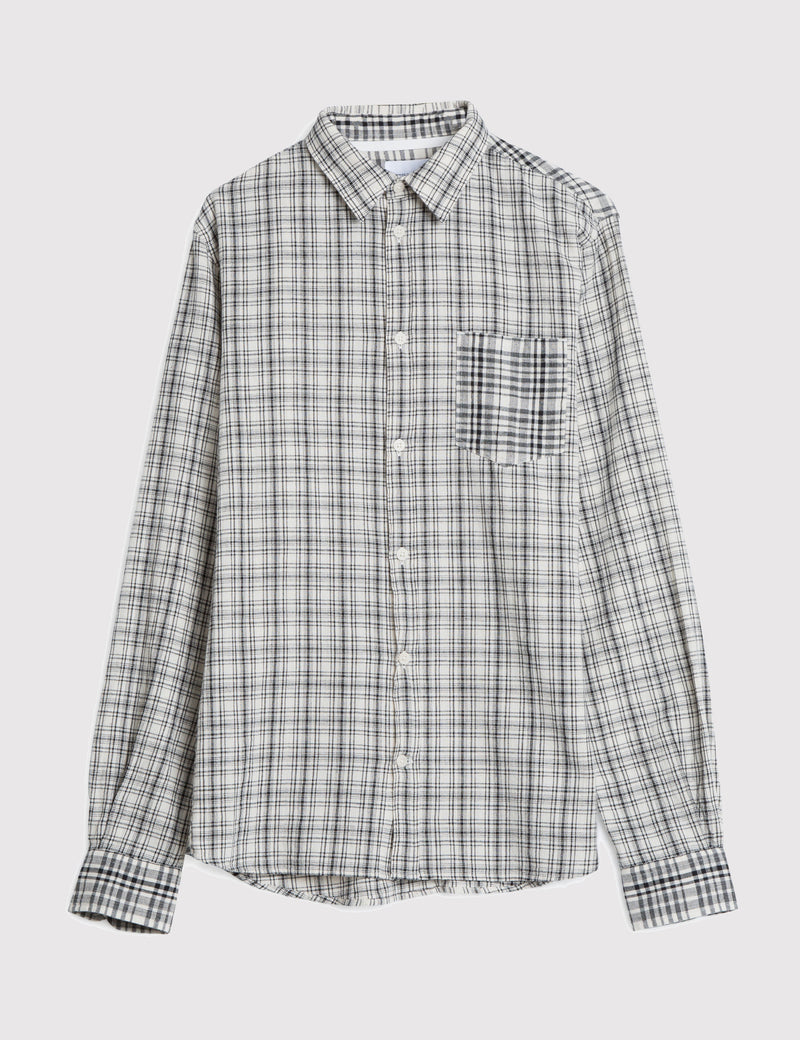Chemise en Lin Coton Anton Norse Projects (Carreaux) - Ecru