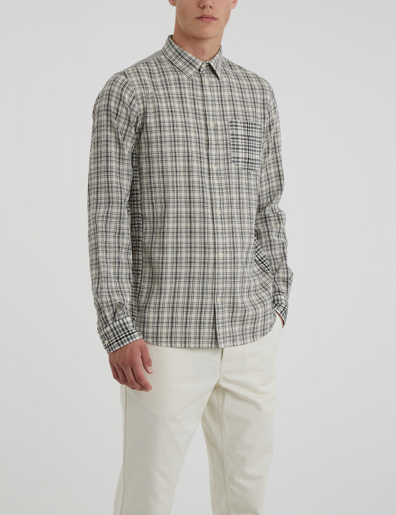 Chemise en Lin Coton Anton Norse Projects (Carreaux) - Ecru