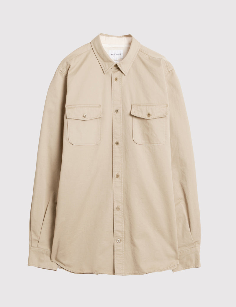 Norse Projects Villads Twill Shirt - Elm Khaki