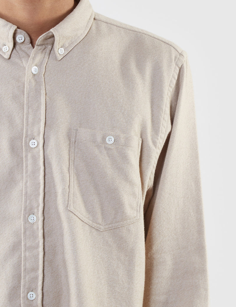 Norse Projects Osvald Brushed Flannel Shirt - Khaki