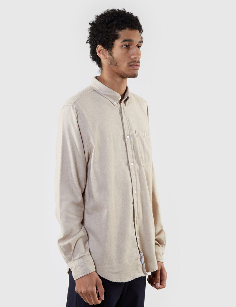 Norse Projects Osvald Brushed Flannel Shirt - Khaki