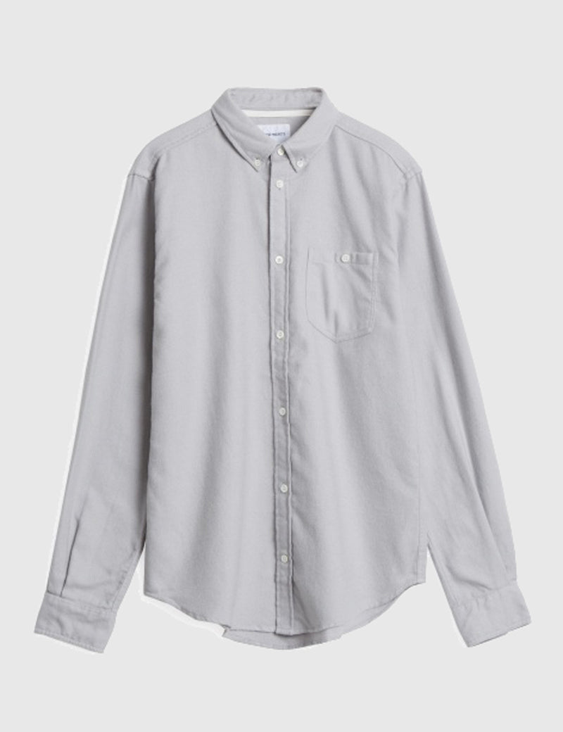 Norse Projects Osvald Brushed Flannel Shirt - Light Grey