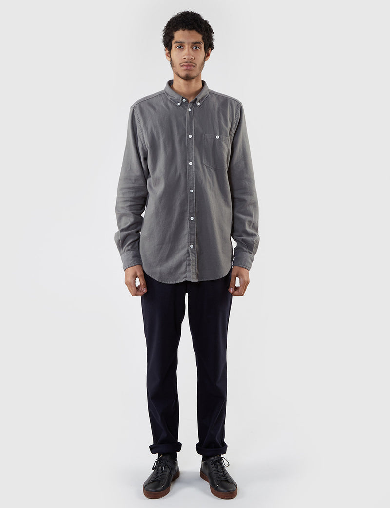 Norse Projects Osvald Brushed Flannel Shirt - Dried Olive