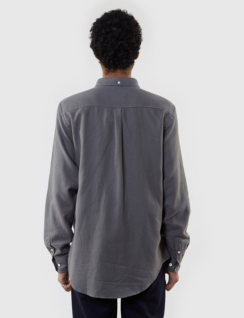 Norse Projects Osvald Brushed Flannel Shirt - Dried Olive