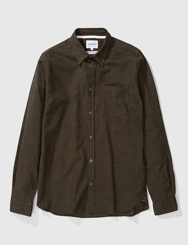 Norse Projects Hans Mouline Shirt - Dried Olive Green