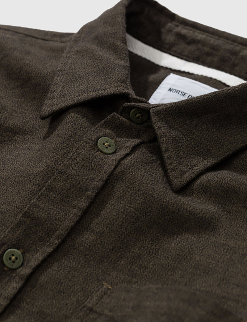 Norse Projects Hans Mouline Shirt - Dried Olive Green