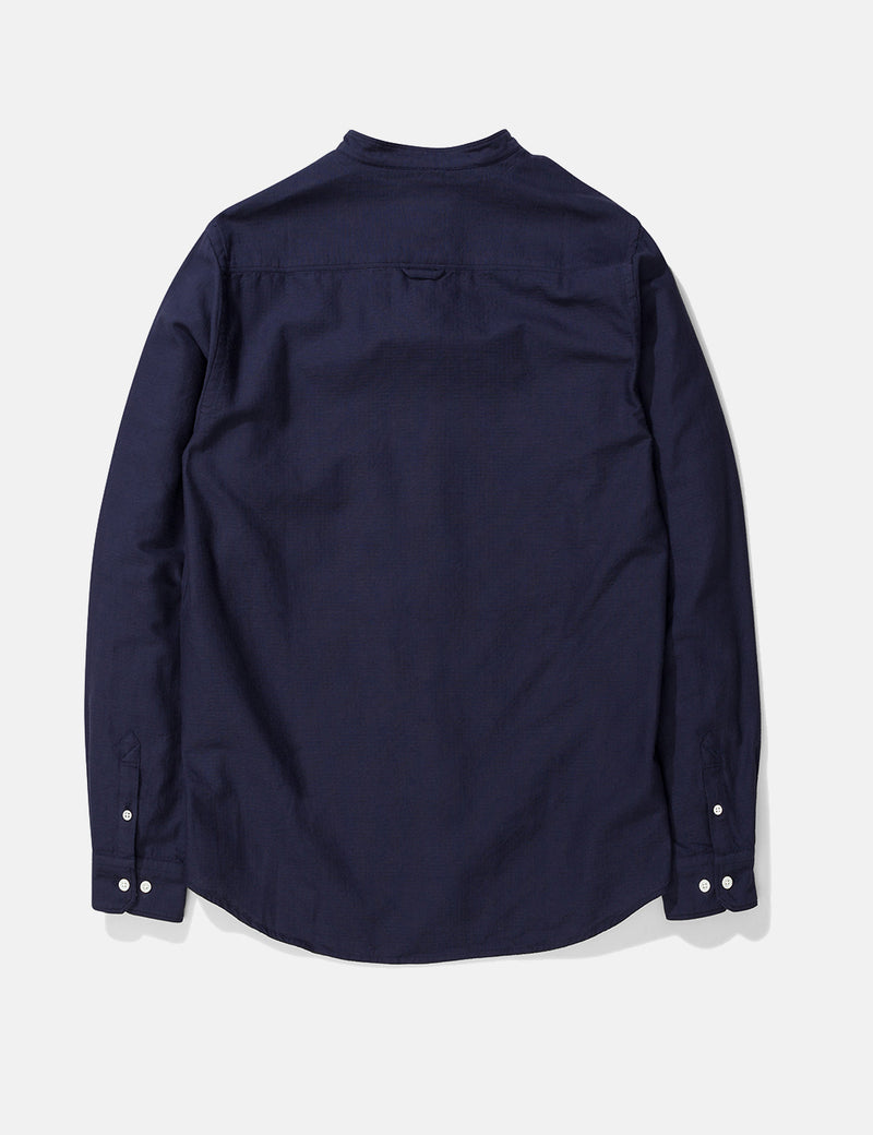 Norse Projects Hans Grandad Ripstop Shirt - Dark Navy Blue