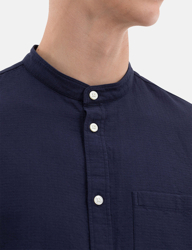 Norse Projects Hans Grandad Ripstop Shirt - Dark Navy Blue