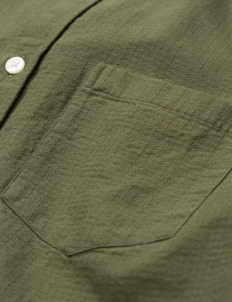 Norse Projects Hans Grandad Ripstop Shirt - Dried Olive Green