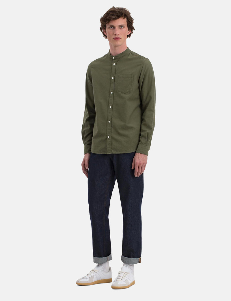 Norse Projects Hans Grandad Ripstop Shirt - Dried Olive Green