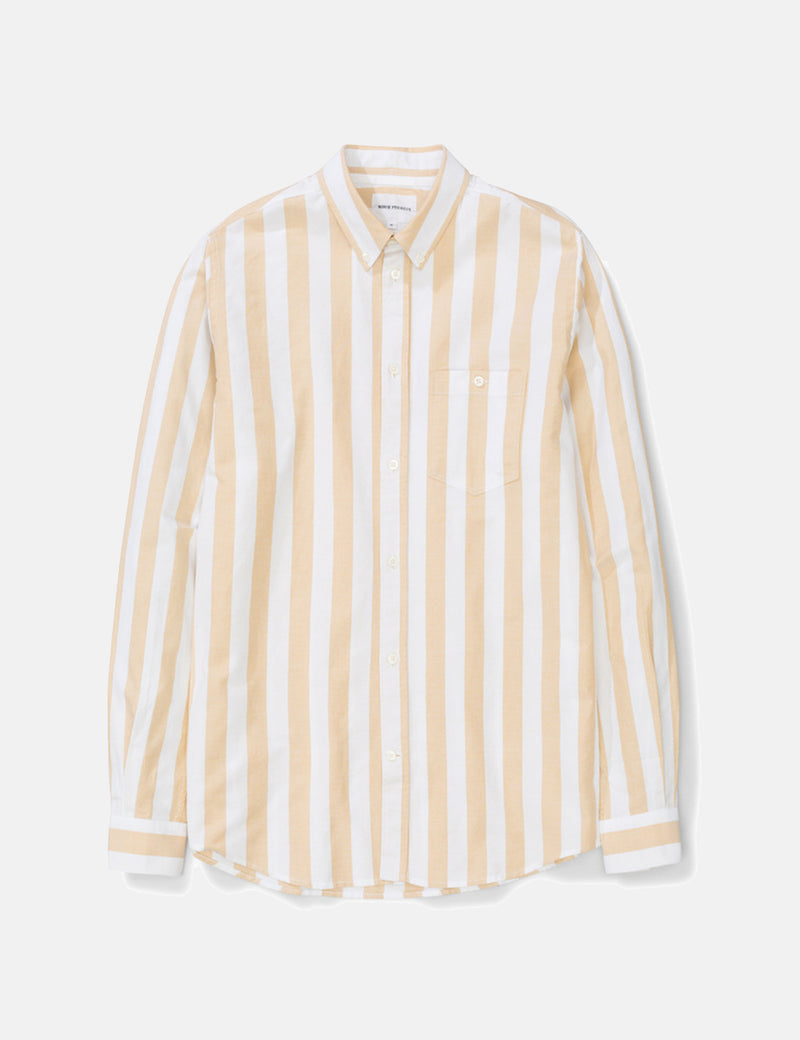 Norse Projects Anton Wide Stripe Oxford Shirt - Sunwashed Yellow