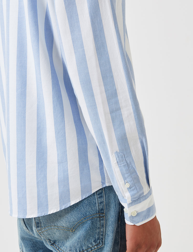 Norse Projects Anton Wide Stripe Oxford Shirt - Pale Blue