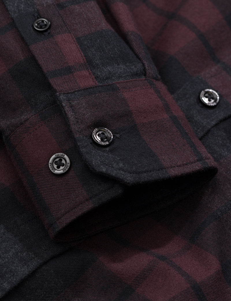 Norse Projects Anton Flannel Check Shirt - Eggplant Brown