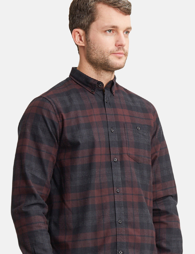 Norse Projects Anton Flannel Check Shirt - Eggplant Brown