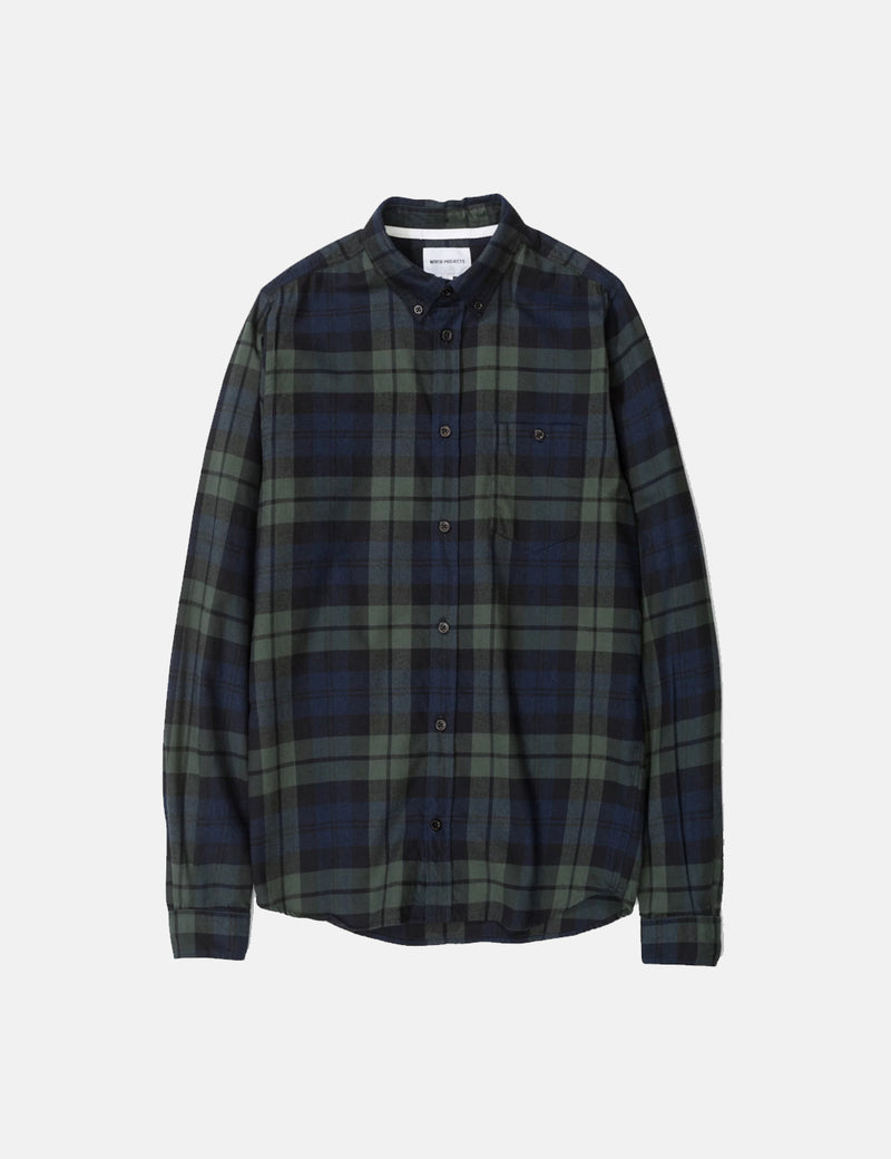 Norse Projects Anton Flannel Check Shirt - Black Watch Check