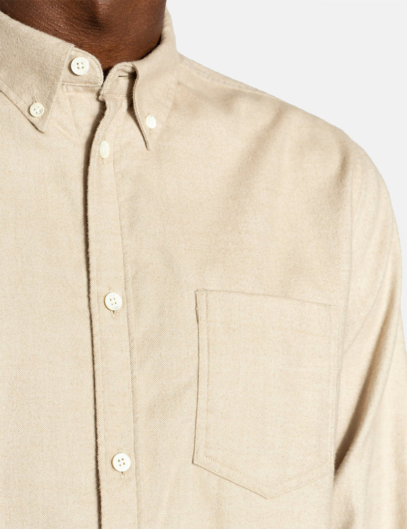 Norse Projects Anton Brushed Flannel Shirt - Utility Khaki