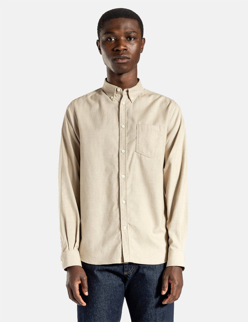 Norse Projects Anton Brushed Flannel Shirt - Utility Khaki