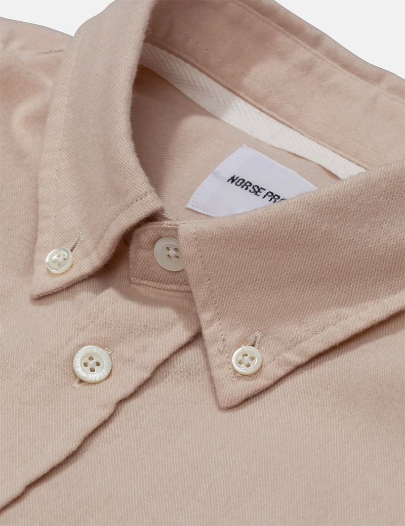 Norse Projects Anton Brushed Flannel Shirt - Oatmeal